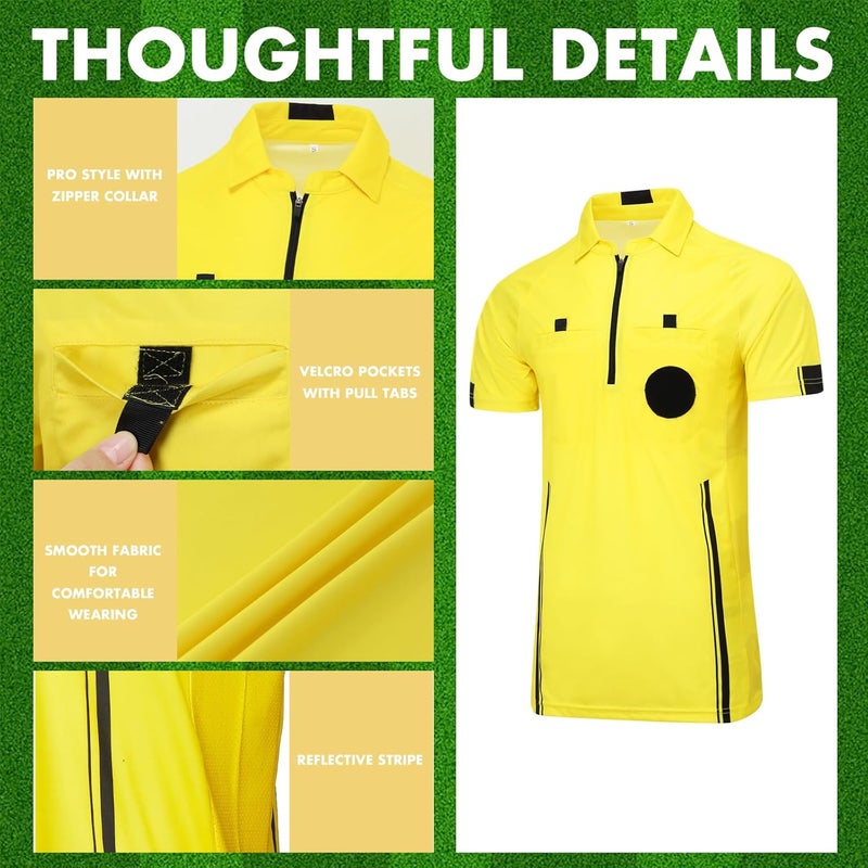 VKT Soccer Referee Shirt Jersey Kit Official Short Sleeve Ref Shirts Uniform Halloween Costume for Men & Women - Image 4